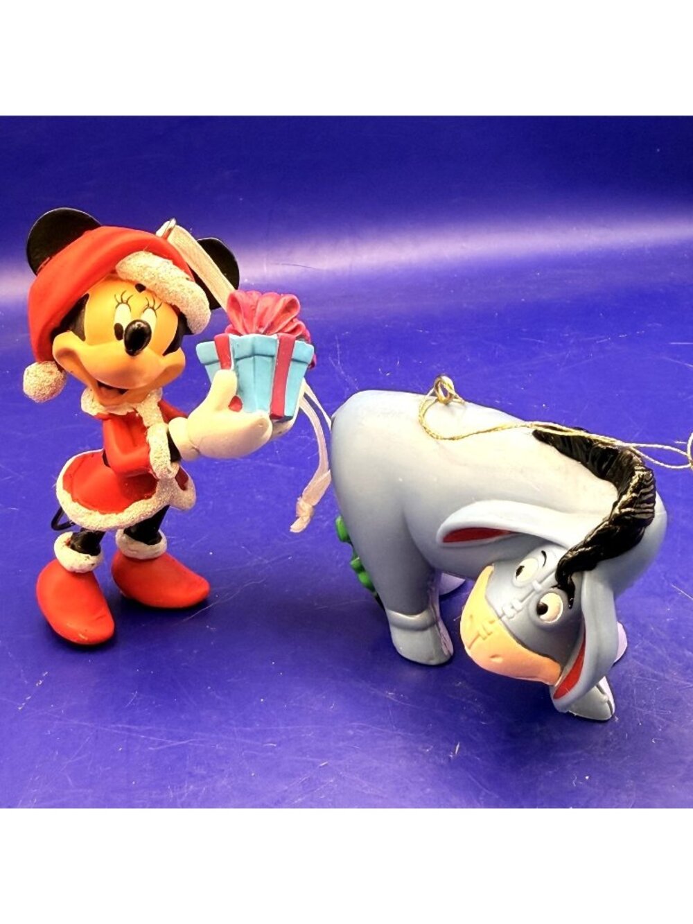 Disney Christmas Ornaments Lot Santa Minnie Mouse Gift & Eeyore Winnie The Pooh